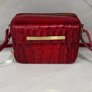 Brahmin Scarlet Croc-Embossed Leather Crossbody